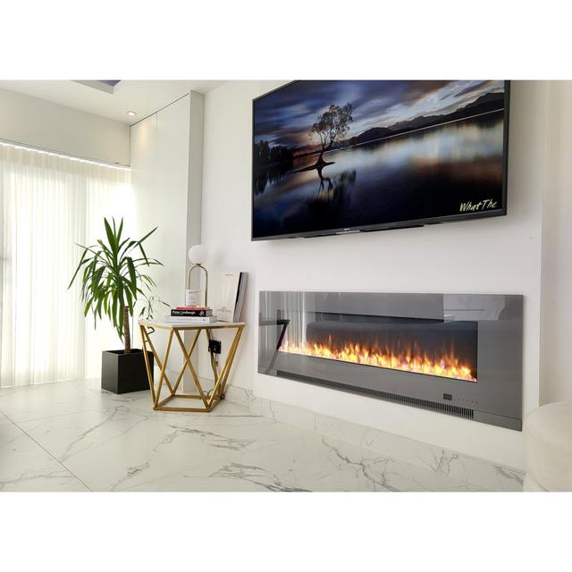 Aurora Electric Fire Ivy Bronx Size: 52cm H x 127cm W x 11.9cm D, Finish: Grey on Productcaster.