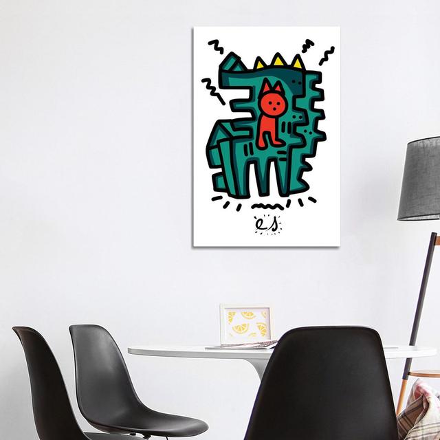 Red Child And Green Monster Friend by Emmanuel Signorino - Wrapped Canvas Print Latitude Run Size: 101.6cm H x 66.04cm W x 1.91cm D on Productcaster.