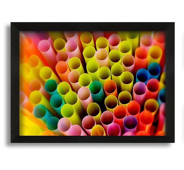 Colourful Straws - Picture Frame Photograph on Canvas Ebern Designs Size: 60cm H x 84cm W x 10cm D on Productcaster.