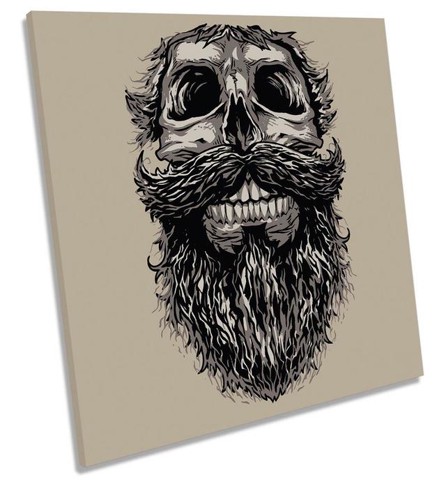 Skull Beard Smile Picture CANVAS WALL ART Square Print Happy Larry Size: 40.6cm H x 40.6cm W x 2cm D on Productcaster.