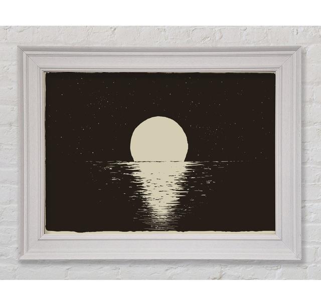 The Moon At Night Sea Framed Print Highland Dunes Size: 100cm H x 141.4cm W on Productcaster.