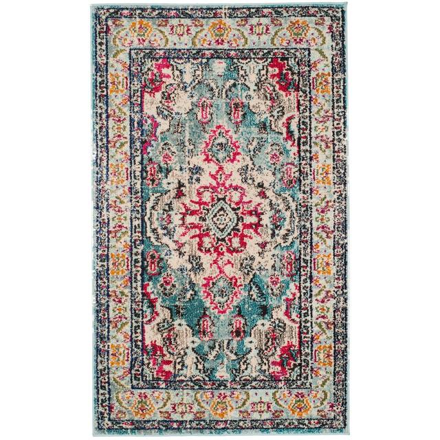 Tekamah Oriental Machine Woven Light Blue/Fuchsia Area Rug Latitude Vive Rug Size: Rectangle 90 x 150cm on Productcaster.