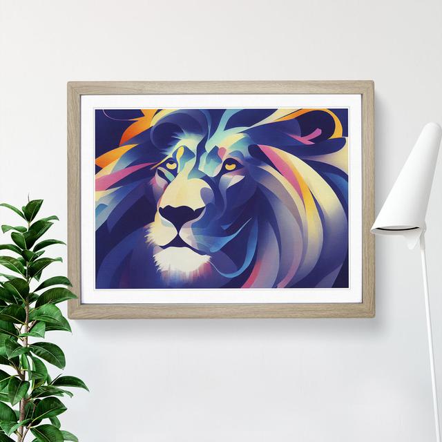 Animated Lion Abstract - Picture Frame Graphic Art 17 Stories Size: 46cm H x 64cm W x 2cm D, Frame Colour: Oak Framed on Productcaster.