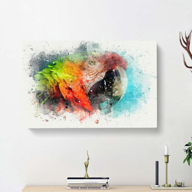 Rainbow Macaw Parrot In Abstract - Wrapped Canvas Print East Urban Home Size: 60cm H x 91cm W x 3cm D on Productcaster.