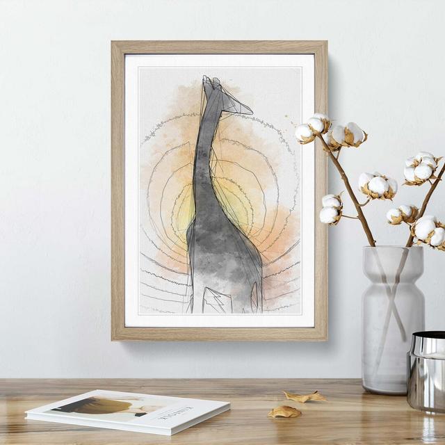 The Silhouette of a Giraffe in Abstract - Picture Frame Graphic Art Print on MDF East Urban Home Frame Option: Oak, Size: 76cm H x 50cm W x 2cm D on Productcaster.