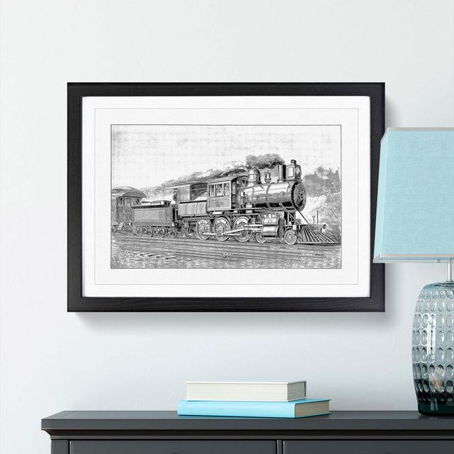 Locomotive Illustration in Black and White - Picture Frame Drawing Print East Urban Home Frame Option: Black Framed, Size: 27cm H x 36cm W x 2cm D on Productcaster.