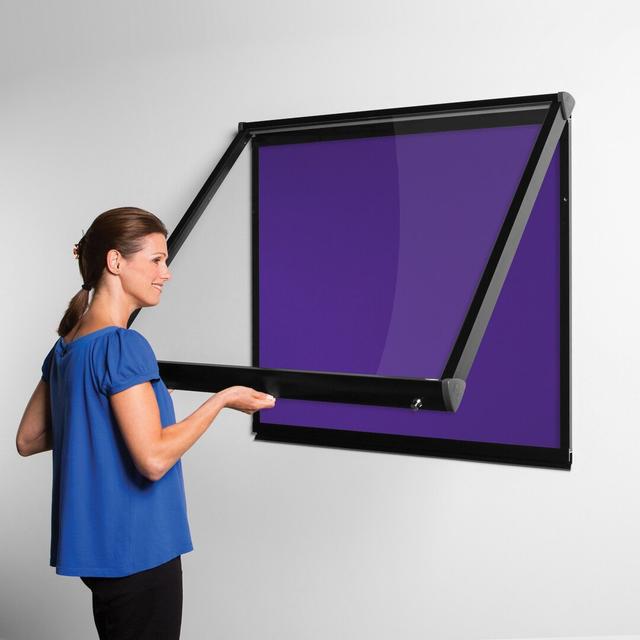 Exterior Wall Mounted Bulletin Board Symple Stuff Frame Finish: Black, Colour: Purple, Size: 105cm H x 118.2cm W on Productcaster.