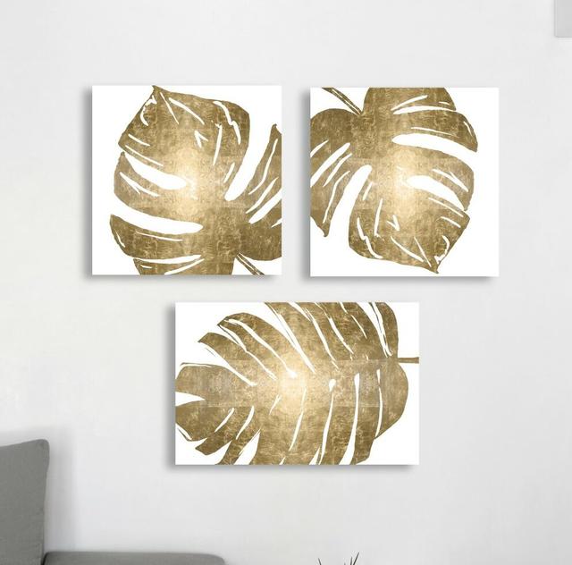 Tropical Gold - 3 Piece Wrapped Canvas Print East Urban Home on Productcaster.