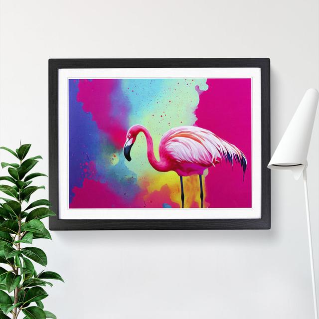 Flamingo Splash Vol.2 Abstract - Single Picture Frame Print 17 Stories Size: 34cm H x 46cm W x 2cm D, Frame Colour: Black on Productcaster.