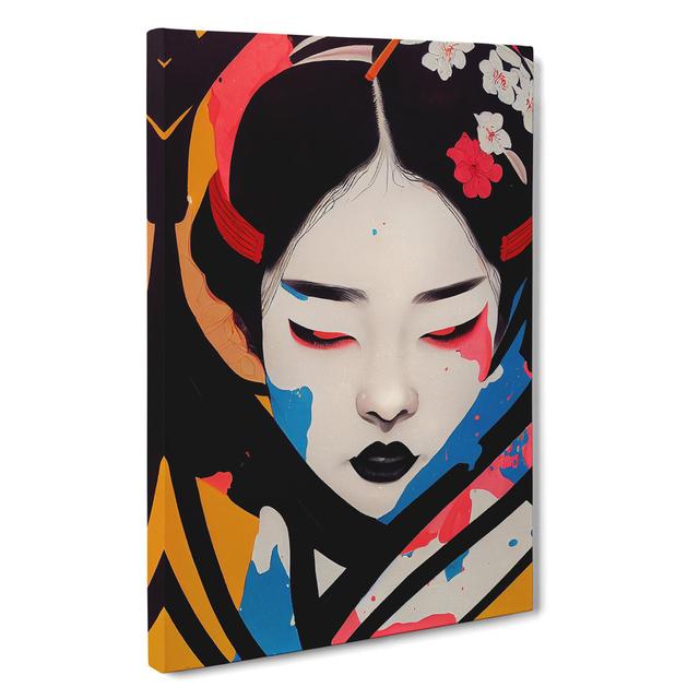 Geisha Paint Drip No.1 - Wrapped Canvas Graphic Art Rosdorf Park Size: 60cm H x 40cm W x 3cm D on Productcaster.