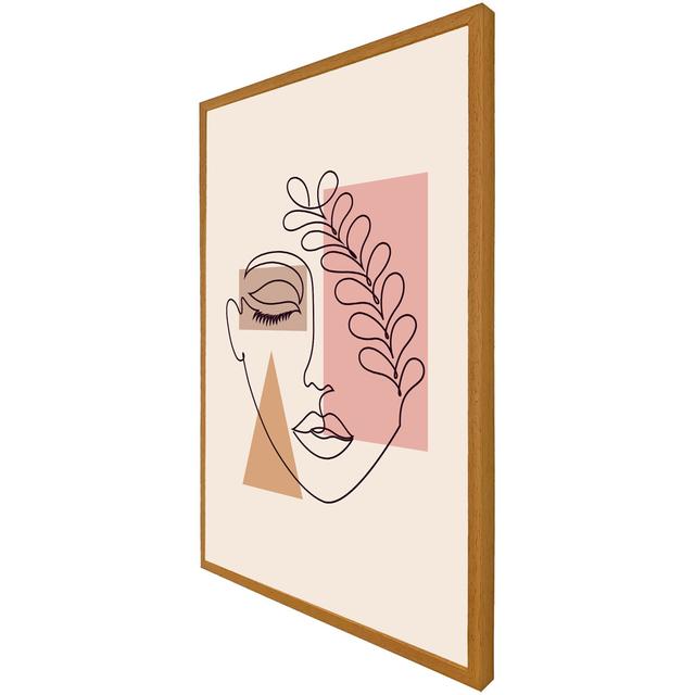 Athenea Minimal Line Drawing Of Womans Face - Single Picture Frame Print Metro Lane Frame Option: Oak Framed, Size: 41cm H x 31cm W x 4cm D on Productcaster.