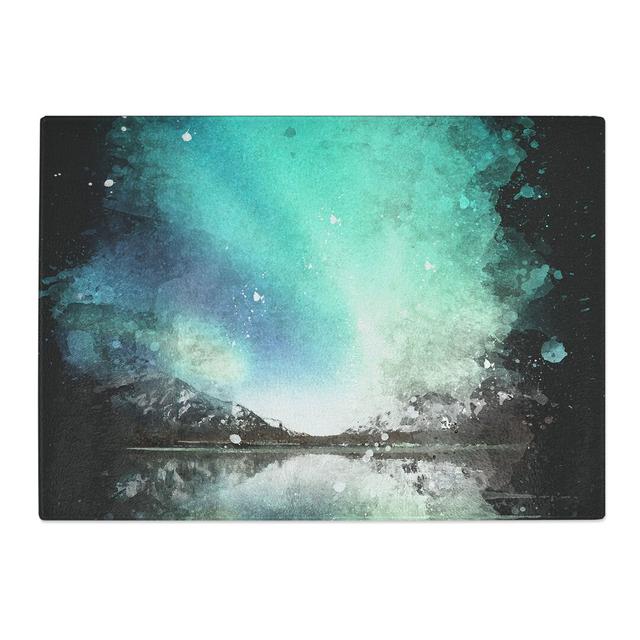 Tempered Glass Northern Lights over Skagsanden Beach Chopping Board East Urban Home Size: 28.5 cm x 39 cm on Productcaster.