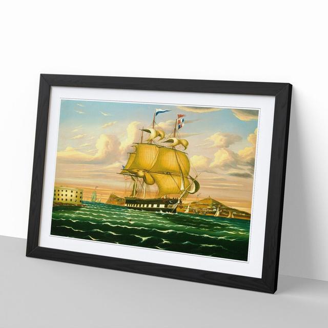 Ship Passing Castle Williams by Thomas Chambers - Picture Frame Painting East Urban Home Size: 48cm H x 65cm W x 2cm D, Frame Option: Black Framed on Productcaster.