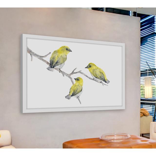 "Yellow Birds" by Thimble Sparrow Framed Painting Print East Urban Home Size: 41cm H x 61cm W x 3.81cm D on Productcaster.