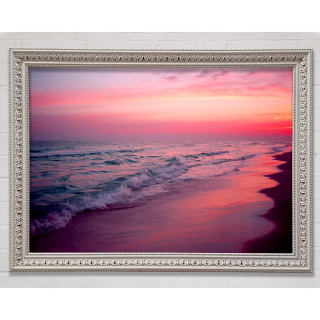 Lilac Pink Ocean Framed Print House of Hampton Size: 59.7cm H x 84.1cm W on Productcaster.