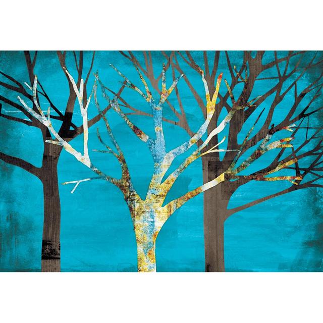 Blue Trees - Wrapped Canvas Painting Rosalind Wheeler Size: 81cm H x 122cm W on Productcaster.