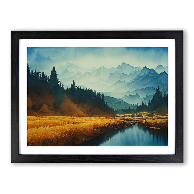 Mountain Forest Alpen Home Frame Colour: Black Framed, Size: 25cm H x 34cm W x 2cm D on Productcaster.