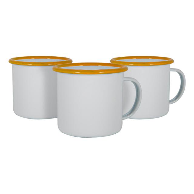 Argon Tableware - Coloured Enamel Mugs - 375ml Argon Tableware Colour: White/Yellow, Set Size: 6 on Productcaster.