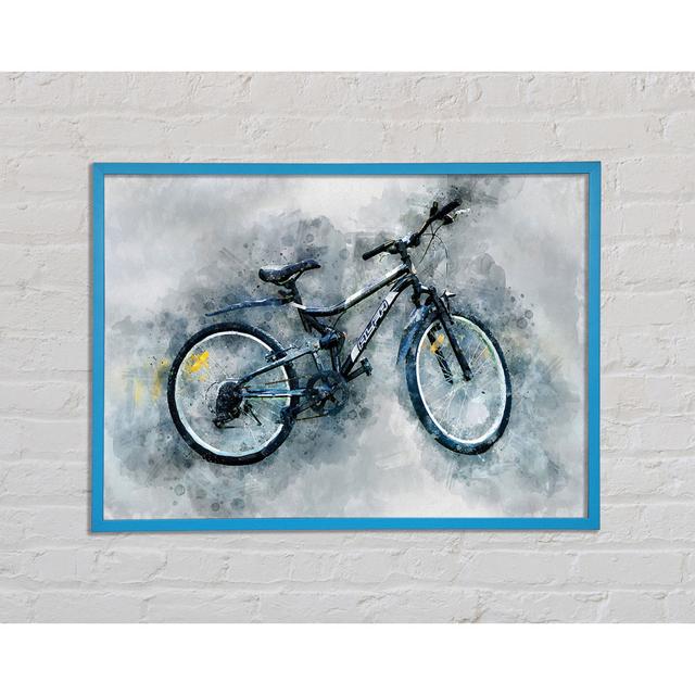 Gerahmtes Leinwandbild Mountain Bike Ready Ophelia & Co. Größe: 59,7 cm H x 84,1 cm B x 2 cm T, Format: Poster mit blauem Rahmen on Productcaster.