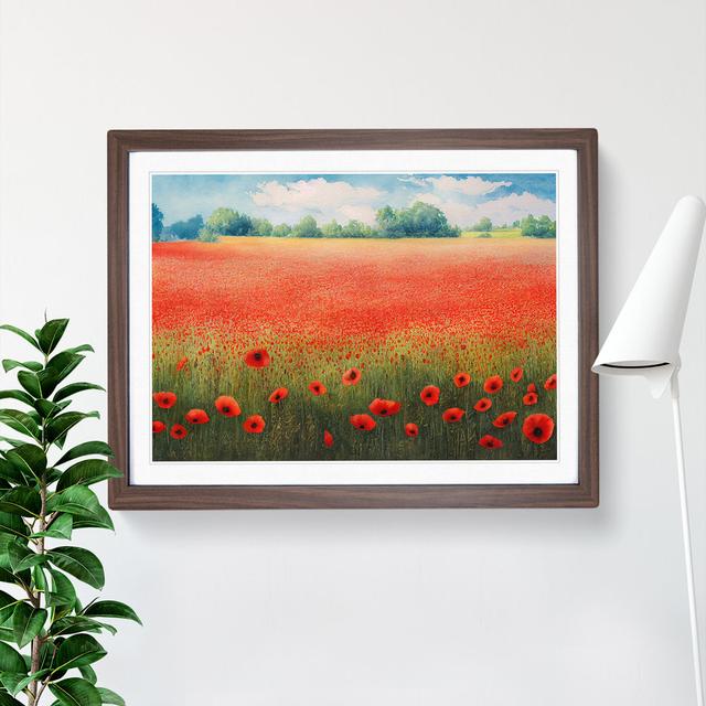 Watercolour Poppy Field Vol.4 - Single Picture Frame Print Marlow Home Co. Size: 34cm H x 46cm W, Frame Colour: Brown on Productcaster.