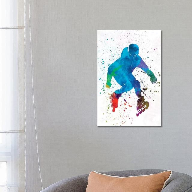 Man Roller Skater Inline In Watercolour I by Paul Rommer - Wrapped Canvas Gallery-Wrapped Canvas Giclée ClassicLiving Size: 66.04cm H x 45.72cm W x 1. on Productcaster.