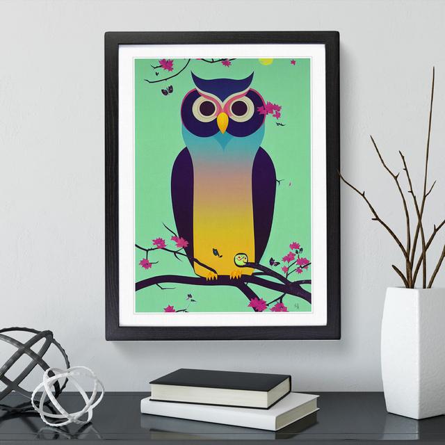 Owl - Picture Frame Graphic Art Harriet Bee Frame Colour: Black, Size: 34cm H x 25cm W x 2cm D on Productcaster.