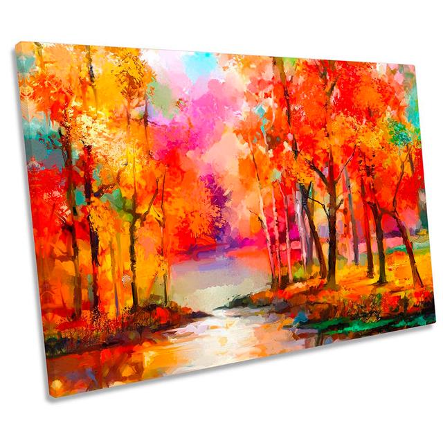 Forest Abstract Colourful Print CANVAS WALL ART Picture Multi-Coloured Rosalind Wheeler Size: 61cm H x 91.4cm W x 4cm D on Productcaster.