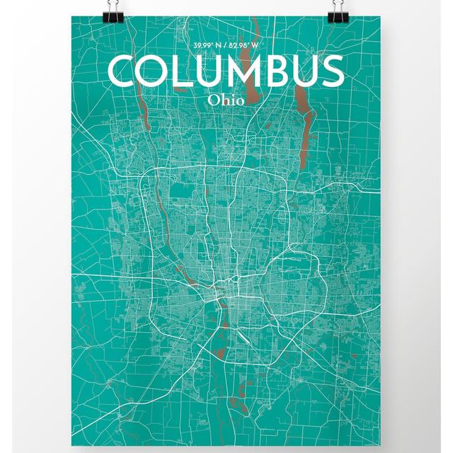 Columbus City Map - Unframed Graphic Art Print on Paper East Urban Home Size: 91.4cm H x 61cm W x 0.13cm D on Productcaster.