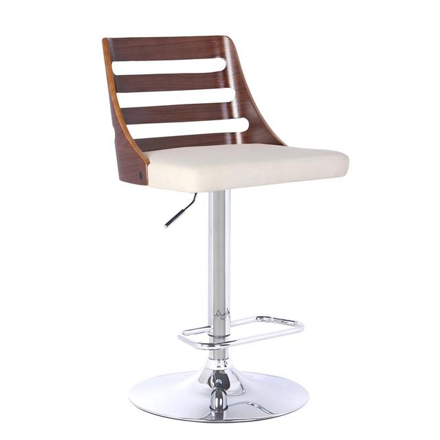 Delphine Height Adjustable Swivel Bar Stool Ivy Bronx Colour (Upholstery): Walnut/Cream on Productcaster.