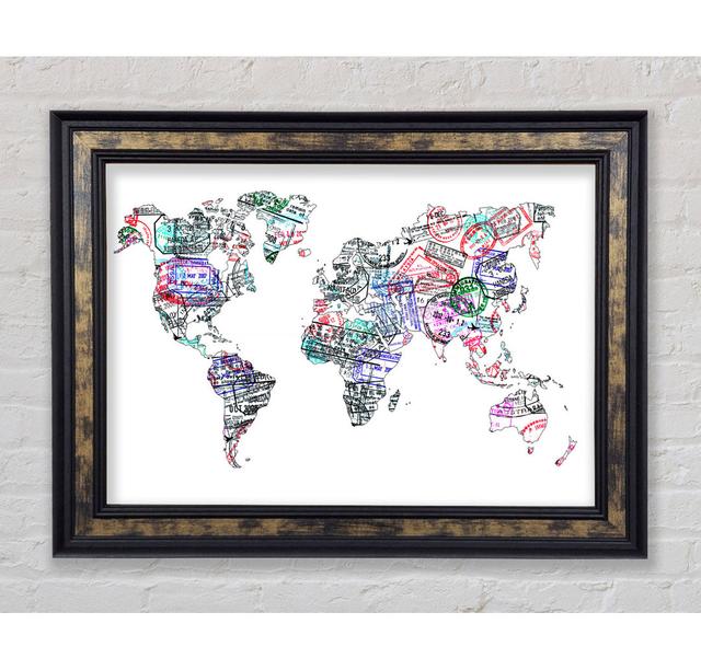 Map Of The World 8 - Print Williston Forge Format: Gold Black Framed Paper, Size: 100cm H x 141.4cm W x 8cm D on Productcaster.