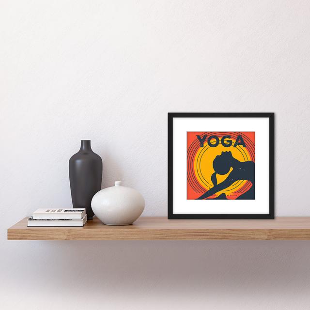 Yoga Pose Yellow Orange Retro Gym Studio - Single Picture Frame Print Wee Blue Coo on Productcaster.