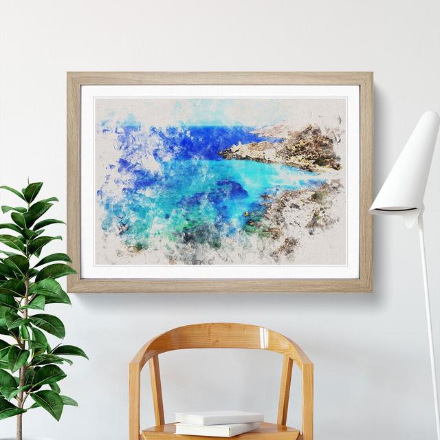 The Coast of Malta Watercolour - Picture Frame Graphic Art East Urban Home Frame Option: Oak Framed, Size: 27cm H x 36cm W x 2cm D on Productcaster.