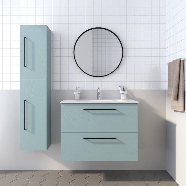 Creeksville 80Cm Wall Mounted Standard Single Vanity Ebern Designs Vanity Unit Colour: Aqua Blue on Productcaster.