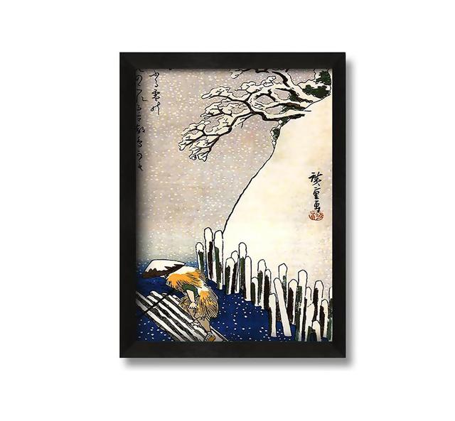 Hiroshige Man on a Raft - Picture Frame Painting on Canvas ClassicLiving Size: 84cm H x 60cm W x 10cm D on Productcaster.