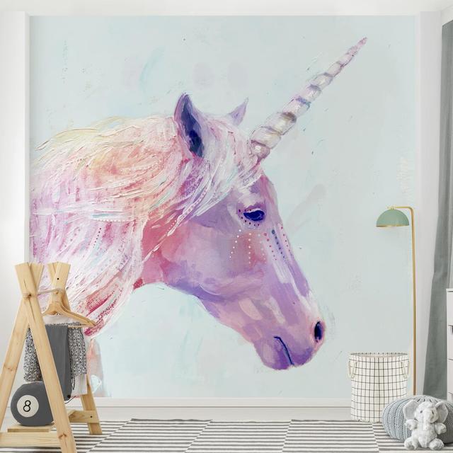 Mystical Unicorn I 3.36m x 3.36m Embossed Matt Peel & Stick Wall Mural East Urban Home on Productcaster.