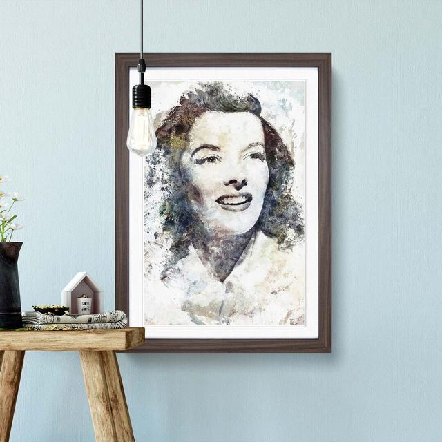 Katherine Hepburn in Abstract - Picture Frame Painting Print East Urban Home Format: Walnut, Size: 91cm H x 60cm W x 2cm D on Productcaster.