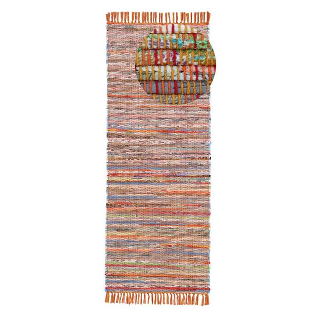 Runner Handgefertigter Teppich Aus Baumwolle In Orange Striped Hand Crafted Hand Loomed Orange Area Rug Carpetfine on Productcaster.