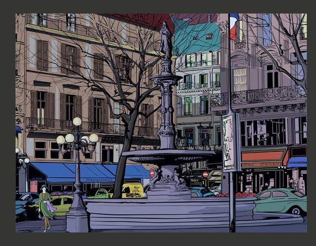 Dusk Over a Parisian Square 309cm x 400cm Wallpaper East Urban Home Size: 2.31m x 300cm on Productcaster.