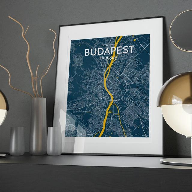 Budapest City Map In Amuse - No Frame Print Borough Wharf Size: 20cm H x 16cm W x 0.05cm D on Productcaster.