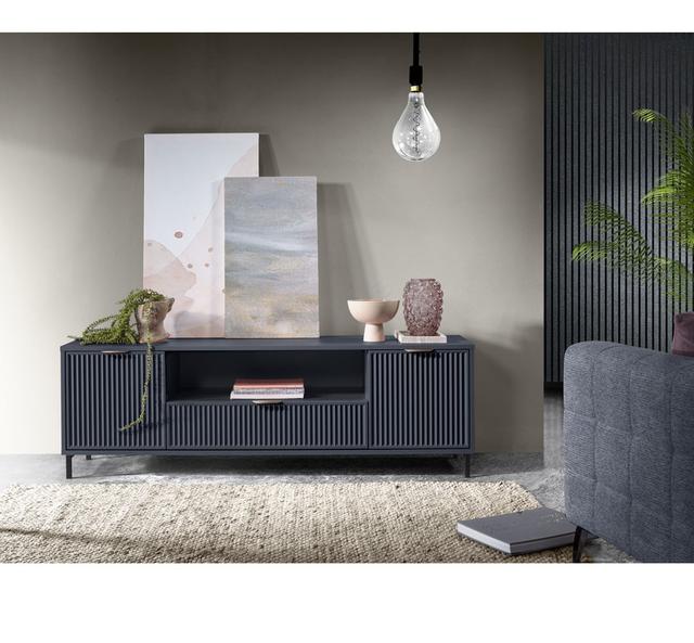 TV-Ständer Heta für Fernseher bis zu 65" 17 Stories Farbe: Indigo on Productcaster.