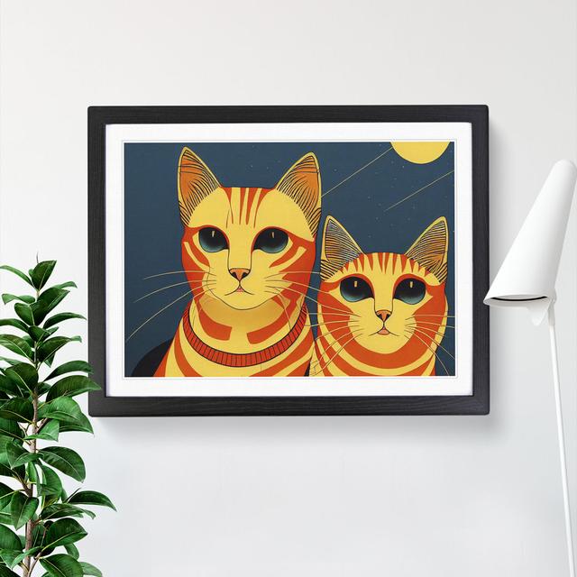 Two Art Deco Cats Vol.2 - Picture Frame Graphic Art Marlow Home Co. Size: 34cm H x 46cm W x 2cm D, Frame Colour: Black on Productcaster.