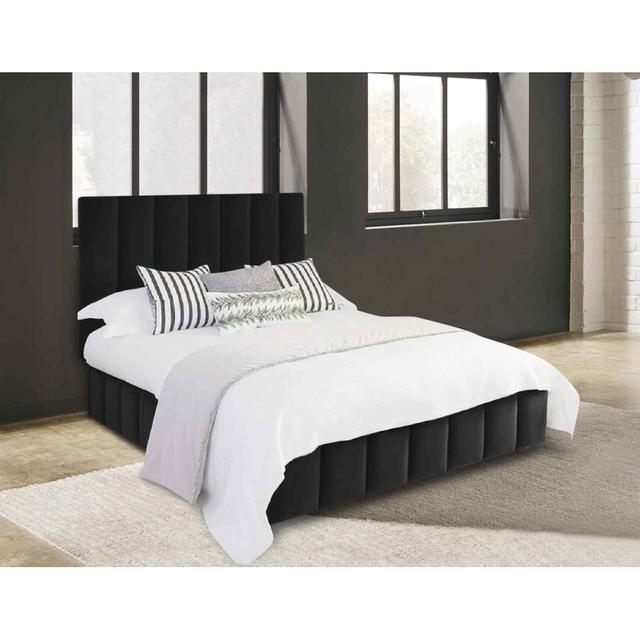 Nora Bed Small Double Plush Velvet Black Envisage Trade Size: Small Double (4'), Colour: Black on Productcaster.