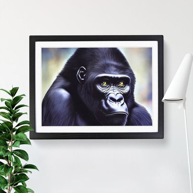 Face of a Gorilla - Picture Frame Painting Latitude Vive Size: 25cm H x 34cm W x 2cm D, Frame Colour: Black on Productcaster.