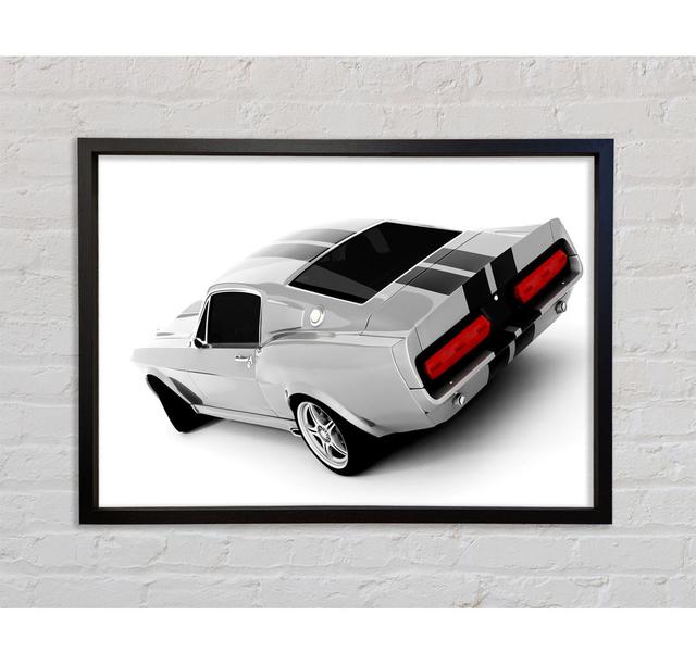 Mustang Rear B N W Red Lights - Single Picture Frame Art Prints on Canvas Bright Star Size: 100cm H x 141.4cm W x 3.3cm D on Productcaster.