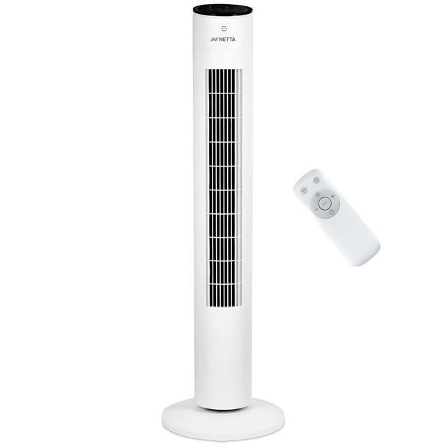 Netta 42" Tower Fan With Remote Control, 7 Hour Timer, 3 Modes & 3 Speed Settings For Home & Office - Black NETTA Colour/Finish: White on Productcaster.