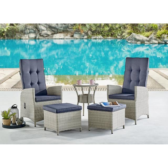 Pangburn 4 Sitzer Rattan Konversationsset Blue Elephant on Productcaster.