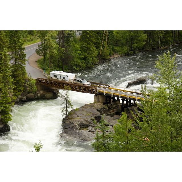 Truck Crossing a River - Wrapped Canvas Photograph Alpen Home Size: 81cm H x 122cm W on Productcaster.