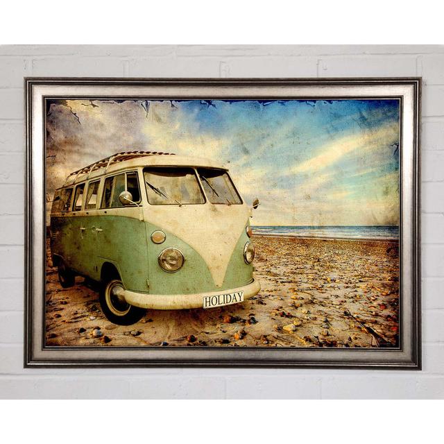 Surfs Up VW Camper Van - Single Picture Frame Art Prints Highland Dunes Size: 84.1cm H x 118.9cm W x 1.5cm D, Format: Gunmetal Framed Paper on Productcaster.