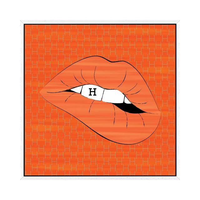 Hermes Lips - Print on Canvas Canora Grey Format: White Framed, Size: 93.98cm H x 93.98cm W x 3.81cm D on Productcaster.