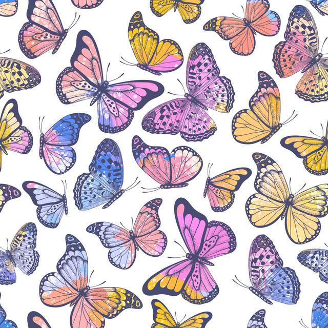 Senters Pastel Watercolour Butterflies by Tamiris6 - Wrapped Canvas Graphic Art Brambly Cottage Size: 122cm H x 122cm W x 3.8cm D on Productcaster.